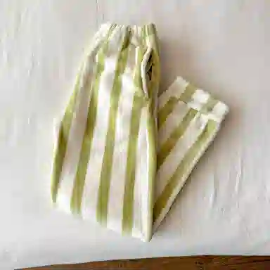 静英鸾 柔软舒适加绒保暖休闲条纹长裤家居服睡裤 女款