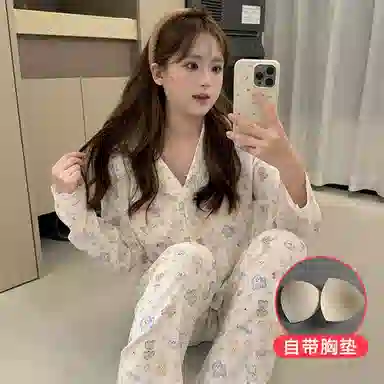 静英鸾 翻领卡通小狗甜美风休闲舒适家居服睡衣礼盒 女款