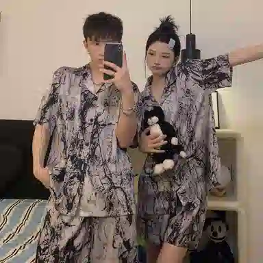 静英鸾 休闲短袖短裤翻领可外穿开衫家居服睡衣礼盒 男款