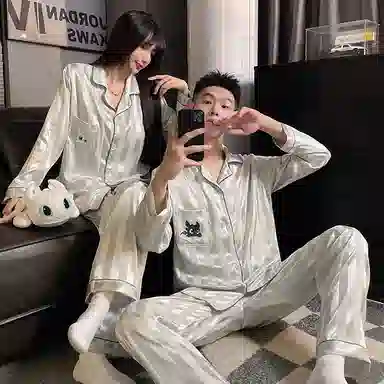 静英鸾 翻领卡通小飞龙条纹简约风休闲舒适家居服睡衣套装 男女同款