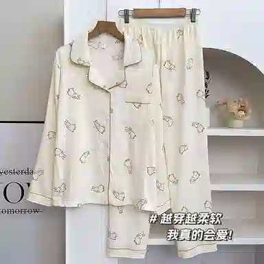 静英鸾 兔子图案简约舒适可外穿家居服睡衣礼盒 女款