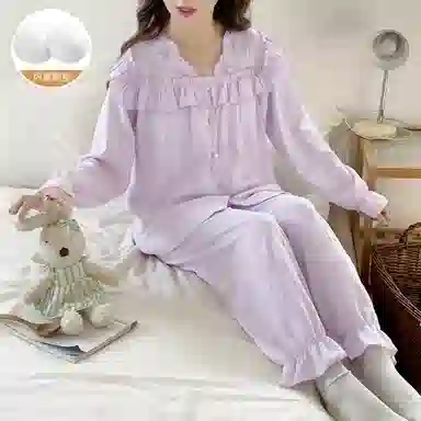 静英鸾 简约紫甜美休闲时尚亲肤柔软舒适可外穿家居服睡衣套装 女款