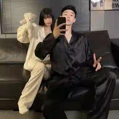 静英鸾 竹子翻领长袖长裤休闲舒适家居服睡衣礼盒 男女同款