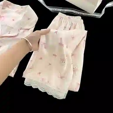 静英鸾 家居女休闲简约卡通小熊图案服睡衣套装 女款