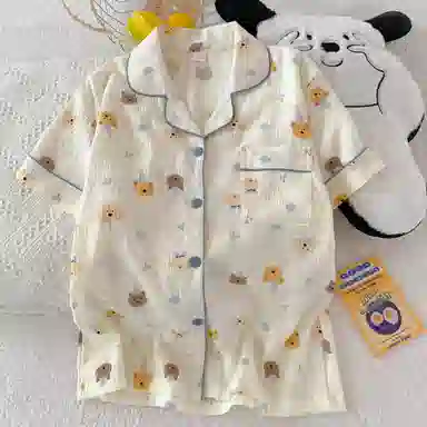 静英鸾 夏季薄款卡通甜美风休闲舒适家居服睡衣套装 女款