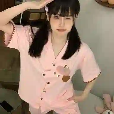 静英鸾 夏季女休闲开衫翻领短袖短裤可外穿家居服睡衣套装 女款