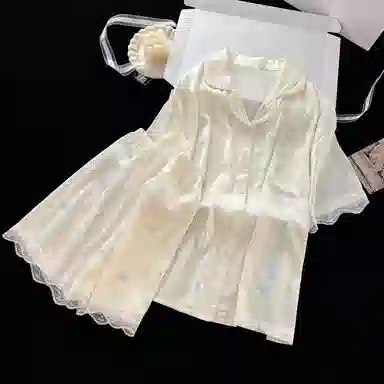 静英鸾 短袖三件套休闲舒适简约设计宽松家居服睡衣套装 女款