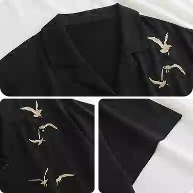 静英鸾 简约休闲风短袖短裤翻领设计开衫可外穿家居服睡衣礼盒 女款