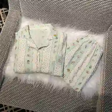 静英鸾 翻领植物花卉时尚甜美风休闲舒适家居服秋季睡衣套装 女款