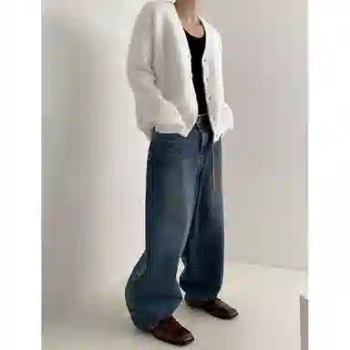 CHEER ZONE Vintage Mink Fleece V-Neck Cardigan