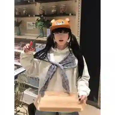 悍戈 美式创意复古蝴蝶结连帽学院风慵懒休闲减龄宽松舒适通勤百搭上衣卫衣 男女同款