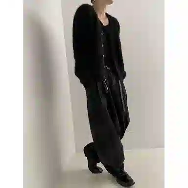 CHEER ZONE Vintage Mink Fleece V-Neck Cardigan