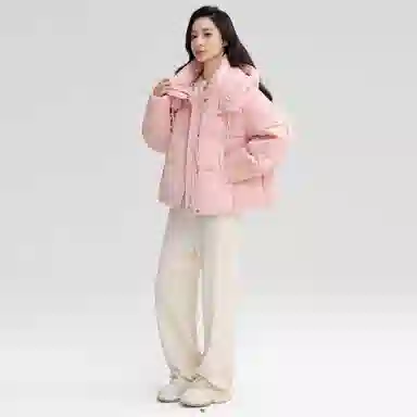 鸭鸭 经典百搭秋冬休闲时尚简约防风保暖连帽小个子短款羽绒服 女款
