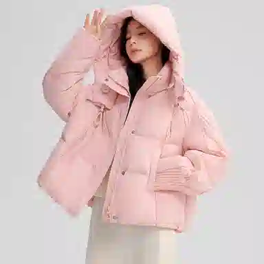 鸭鸭 经典百搭秋冬休闲时尚简约防风保暖连帽小个子短款羽绒服 女款