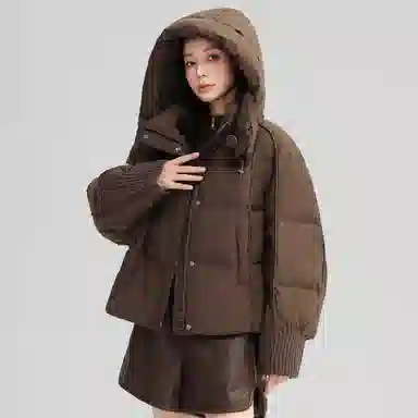 鸭鸭 经典百搭秋冬休闲时尚简约防风保暖连帽小个子短款羽绒服 女款