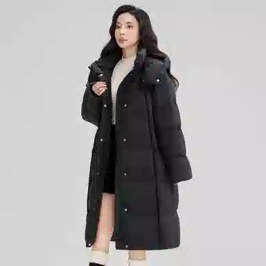 鸭鸭 【简约百搭】长款韩系纯色学生党通勤休闲厚款羽绒服 女款