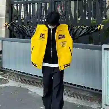 悍戈 美式高街复古撞色字母印花潮流保暖舒适百搭夹克 男女同款