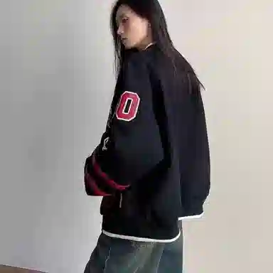 悍戈 美式街头风趣味徽章拼接刺绣棒球服 舒适亲肤保暖透气百搭夹克 男女同款