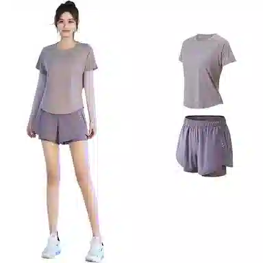 百思绒  纯色宽松舒适速干透气  健身套装  女款