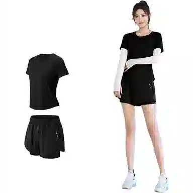 百思绒  纯色宽松舒适速干透气  健身套装  女款