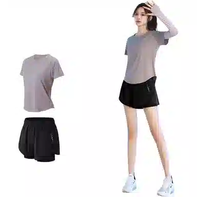 百思绒  纯色宽松舒适速干透气  健身套装  女款