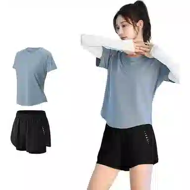 百思绒  纯色宽松舒适速干透气  健身套装  女款