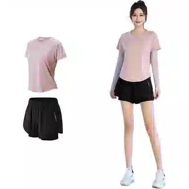 百思绒  纯色宽松舒适速干透气  健身套装  女款