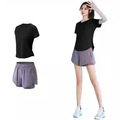 百思绒  纯色宽松舒适速干透气  健身套装  女款