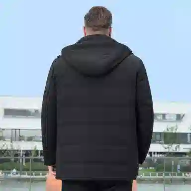 百胜狐 大码男装冬季宽松休闲中长款外套羽绒服 男款