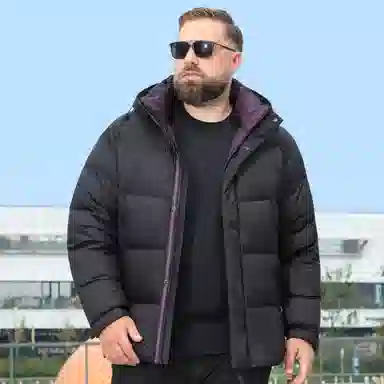 百胜狐 大码胖子宽松保暖云朵泡芙外套羽绒服 男款