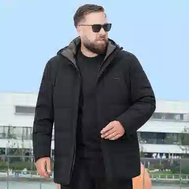 百胜狐 大码男装冬季宽松休闲中长款外套羽绒服 男款