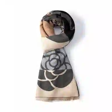 红豆 百搭时尚柔软花卉图案保暖外搭披肩 聚酯纤维 绒线围巾 男女同款情侣款