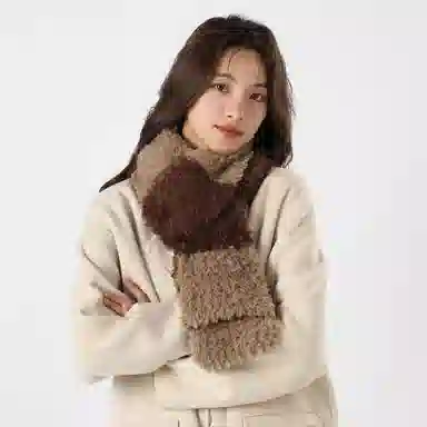 红豆 韩式柔软百搭舒适礼盒装 定制卡片代写 涤纶 绒线围巾 男女同款情侣款