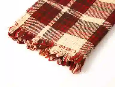 红豆 复古格子温暖休闲百搭礼盒装 定制卡片代写 涤纶 绒线围巾 男女同款情侣款