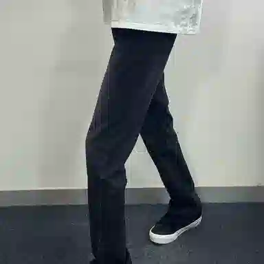 八哥 美式经典高街潮流做旧水洗废土风高级感窄版出街通勤柳叶弯刀时尚百搭微喇裤显高显瘦中腰设计秋冬裤子男牛仔裤 男女同款