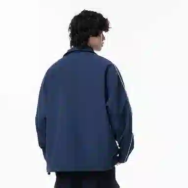 八哥 美式高街基础款经典纯色拼接撞色复古宽松潮流时尚舒适设计感百搭通勤简约工装飞行员翻领长袖外套夹夹克 男女同款