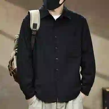 古先森 春秋款 老钱风高端肌理感织纹提花衬衣纯棉长袖衬衫 宽松简约百搭轻熟风商务休闲 男款