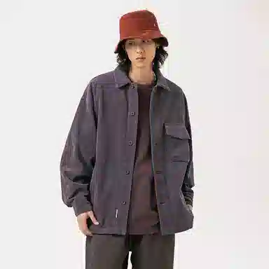 宫奴 日系复古灯芯绒潮牌宽松简约百搭拼接工装长袖衬衫 男女同款