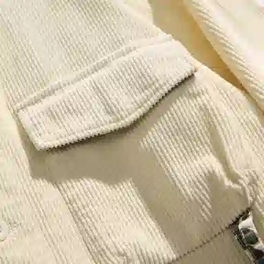宫奴 日系复古灯芯绒潮牌宽松简约百搭拼接工装长袖衬衫 男女同款