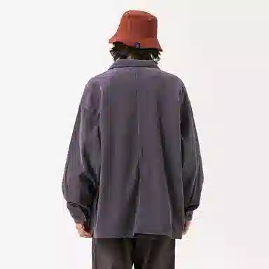 宫奴 日系复古灯芯绒潮牌宽松简约百搭拼接工装长袖衬衫 男女同款