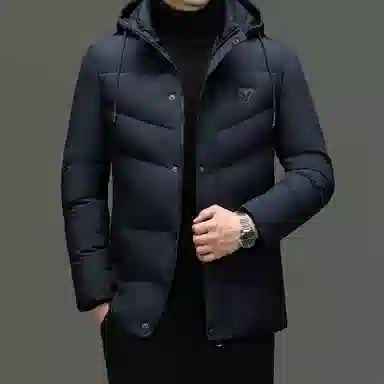 老爷车 中长款棉衣可脱卸帽保暖上衣年秋冬季商务休闲中年外套潮棉服 男款