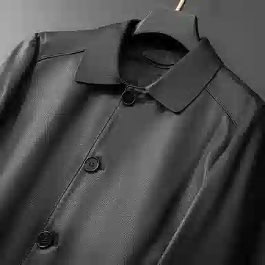 老爷车 秋冬高端绵羊鹿纹皮鹅绒真皮夹克可拆卸内胆商务休闲外套皮衣 男款