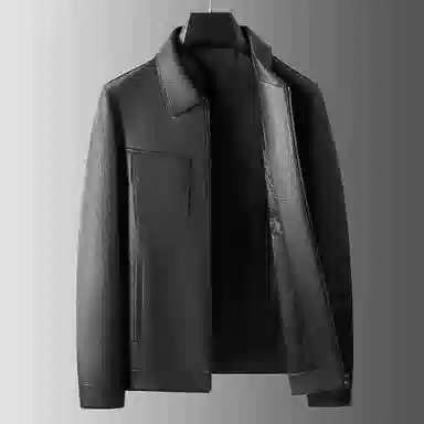 老爷车 秋季高端质感帅气绵羊皮男秋冬时尚商务潮流翻领真皮皮衣 男款