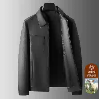 老爷车 秋季高端质感帅气绵羊皮男秋冬时尚商务潮流翻领真皮皮衣 男款