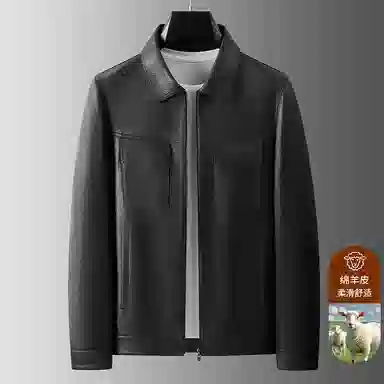 老爷车 秋季高端质感帅气绵羊皮男秋冬时尚商务潮流翻领真皮皮衣 男款