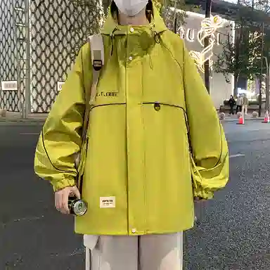 洋气先生 美式高街复古简约百搭潮流高级感舒适亲肤柔软轻便时尚防风防水无性别主义户外抽绳设计运动休闲宽松连帽长袖外套夹克 男女同款