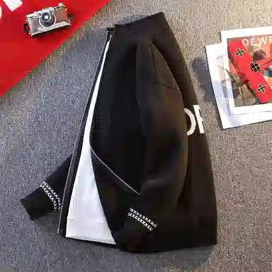 洋气先生 美式高街潮牌撞色花纹点缀软糯舒适潮流慵懒感个性卫衣无性别主义日常通勤开衫外穿外套立领长袖简约休闲时尚百搭针织衫 男女同款