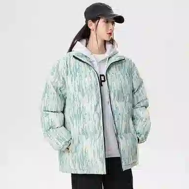 洋气先生 洋气潮牌美式高街高级感扎染设计痞帅防风无性别主义保暖抗寒舒适柔软宽松面包服户外通勤拉链立领长袖外套棉服 男女同款