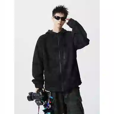 洋气先生 美式复古简约时尚百搭扎染小众高级感潮流帅气日常通勤运动健身休闲宽松防风防水保暖耐磨情侣连帽外套夹克 男女同款