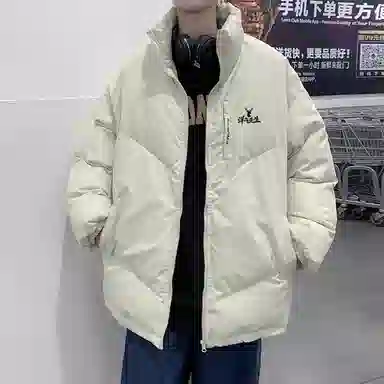 洋气先生 美式复古潮牌高街纯色慵懒无性别主义宽松舒适保暖立领开衫拉链日常通勤户外防风休闲简约时尚潮流百搭上衣外套棉服 男女同款